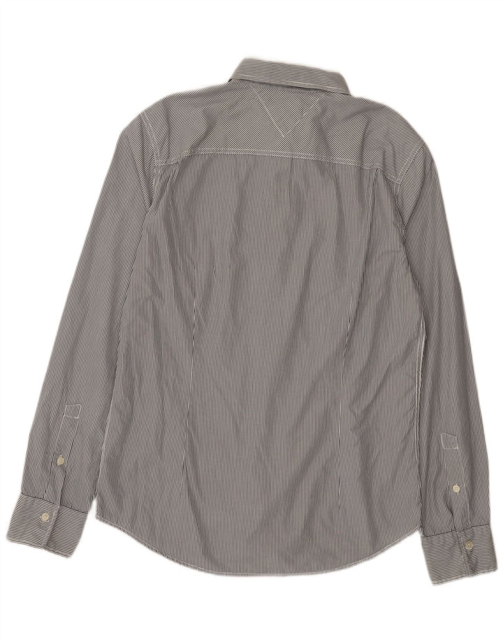 Tommy Hilfiger Herren Slim Fit Hemd aus mittelgrauer Nadelstreifen-Baumwolle