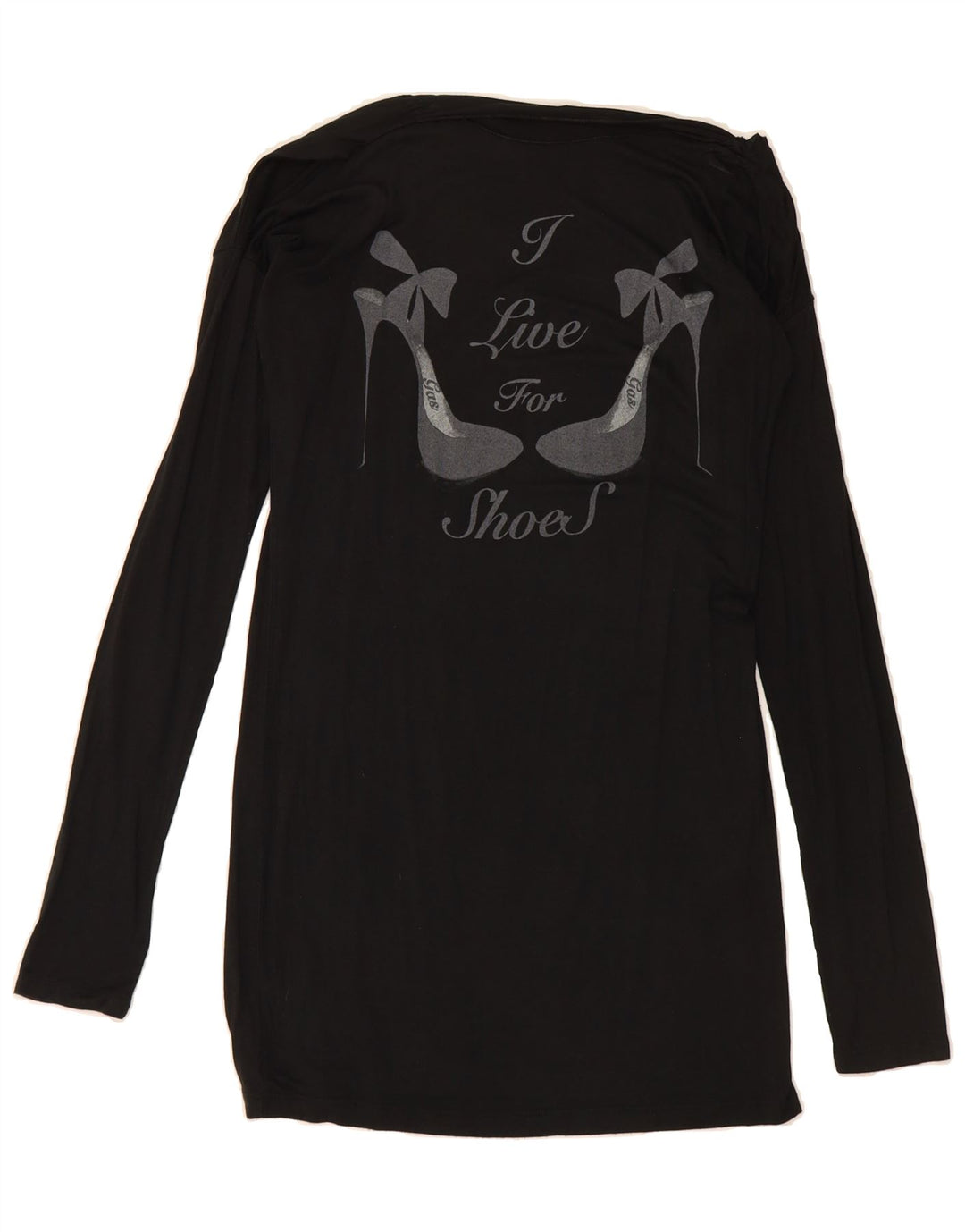 GAP Womens Graphic Top Long Sleeve UK 12 Medium Black Viscose Vintage Gap and Second-Hand Gap from Messina Hembry 