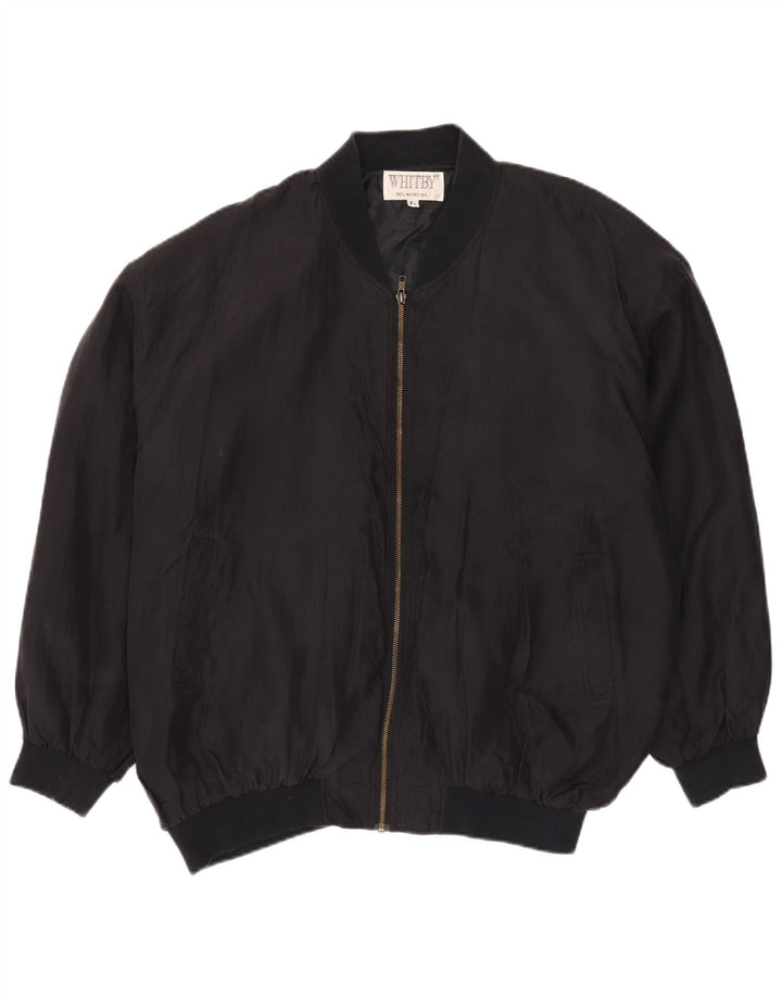 Whitby Herren Bomberjacke UK 44 2XL Schwarze Seide