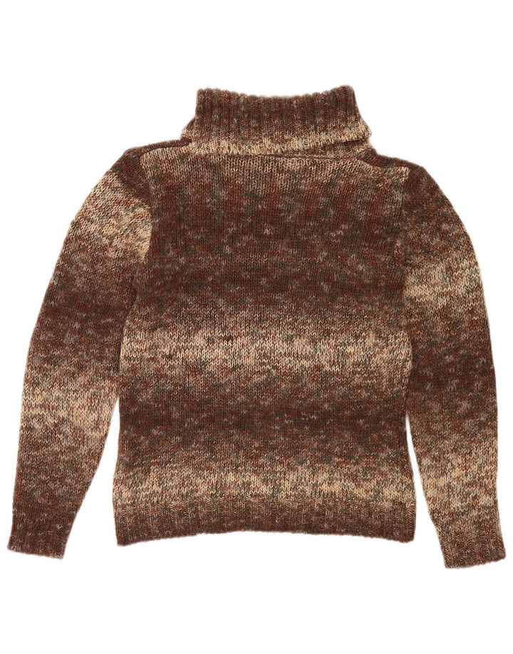 Vintage Damen Rollkragenpullover UK 14 Mittelbraun gefleckt