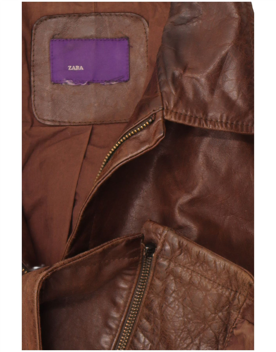 Zara Herren Lederjacke UK 38 Mittelbraun