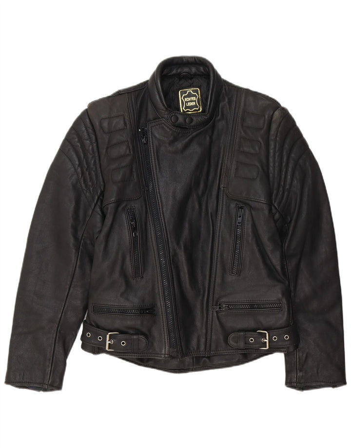 Vintage Herren Leder Bikerjacke EU 48 Mittelschwarzes Leder