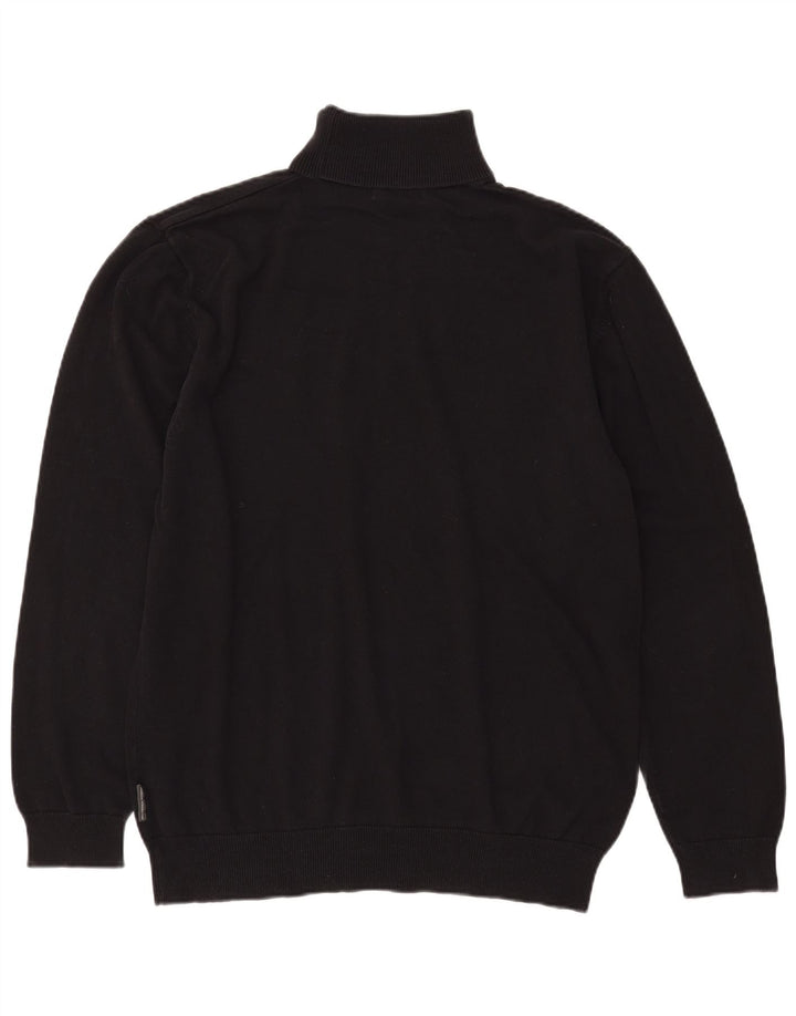 FRENCH CONNECTION Herren-Pullover mit Rollkragen, 3XL, schwarze Baumwolle