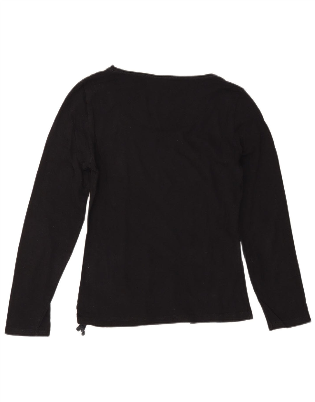 REEBOK Womens Graphic Top Langarm UK 12 Mittelschwarze Baumwolle