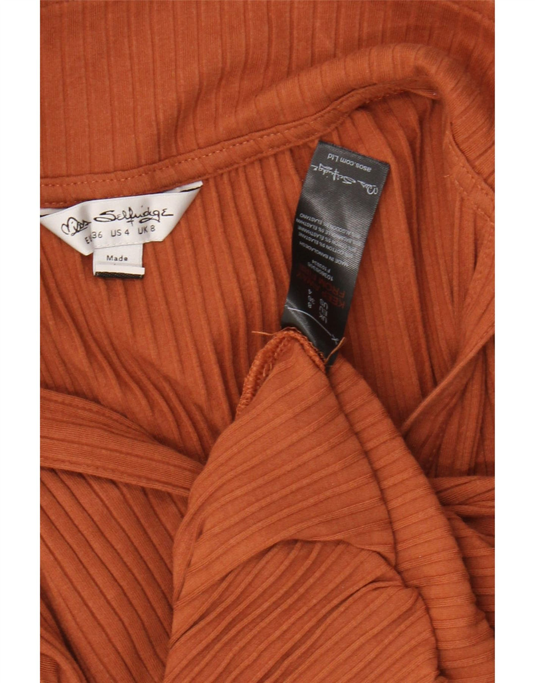 MISS SELFRIDGE Damen-Body, UK 8, Größe S, braune Baumwolle