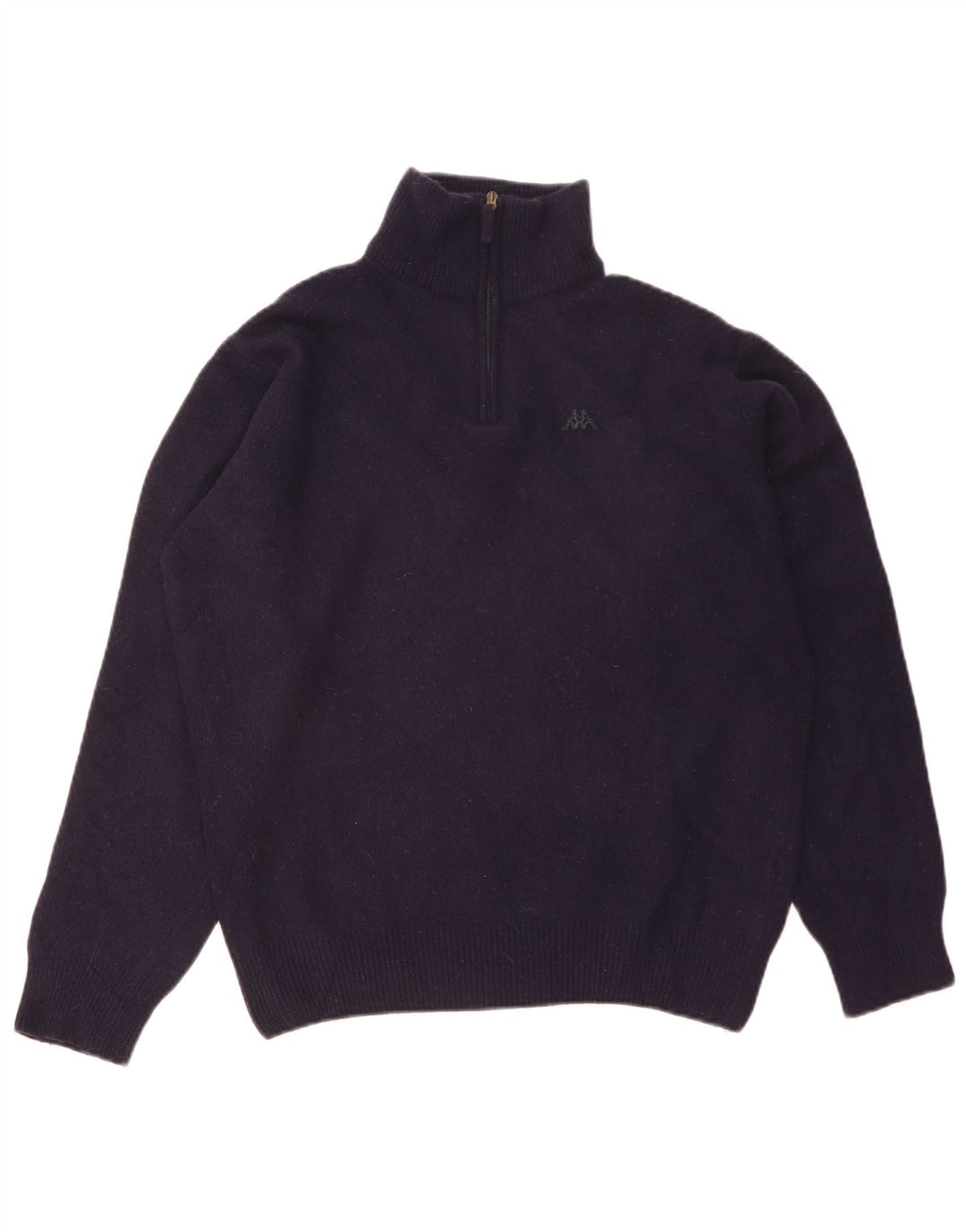 Kappa Herren-Pullover mit Reißverschluss am Hals, groß, marineblaue Lammwolle