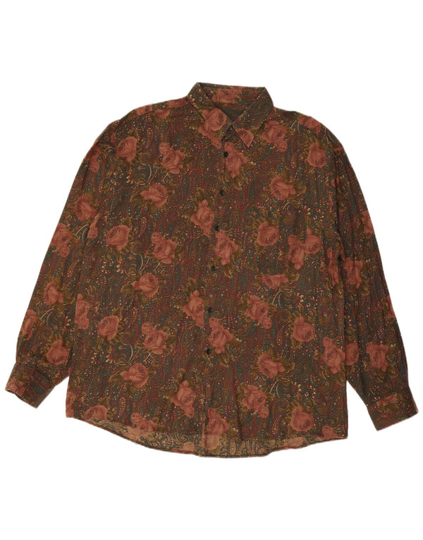 VINTAGE Herrenhemd XL Mehrfarbiges Blumen-Rayon