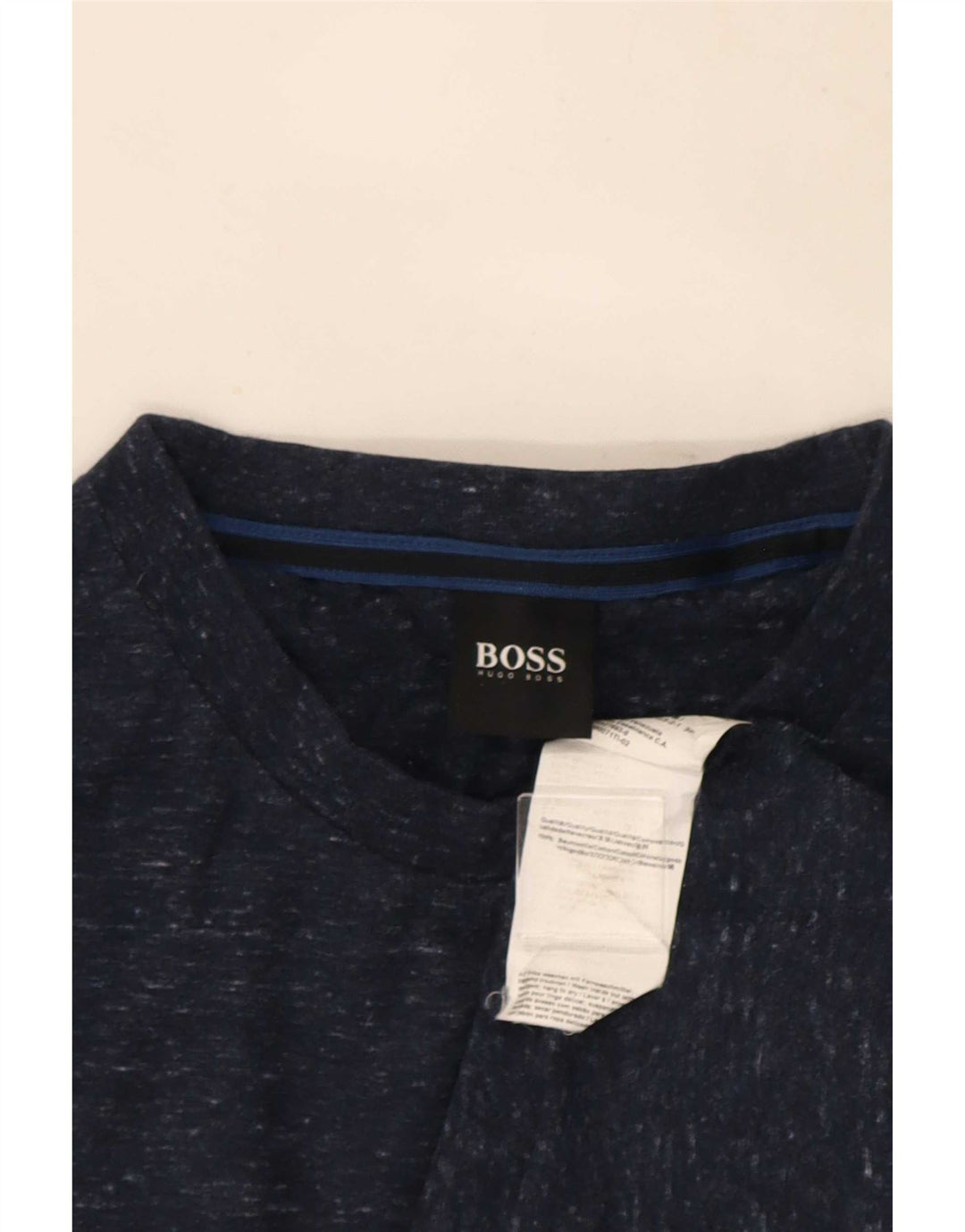 Hugo Boss Herren-T-Shirt-Oberteil aus mittelblauer, melierter Baumwolle