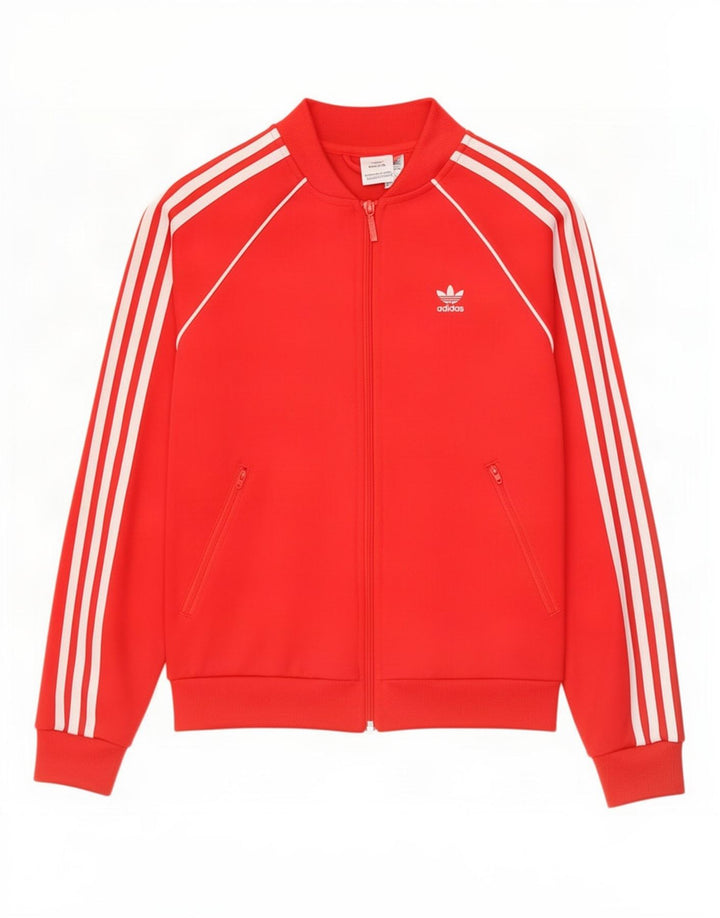 Adidas Damen Trainingsanzug Top Jacke UK 8 Small Rot Polyester