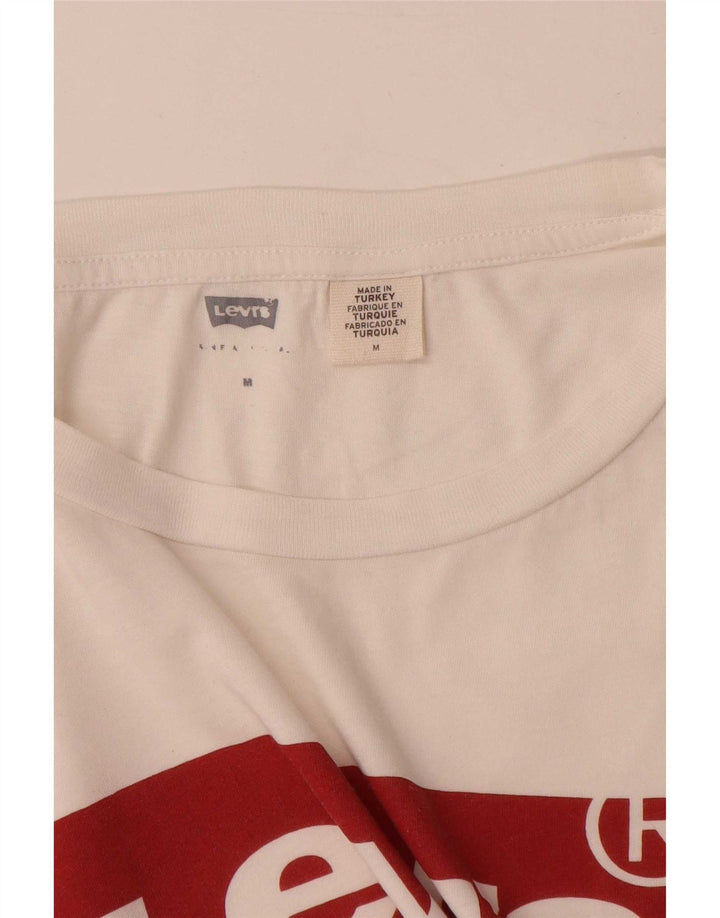 Levi's Damen Grafik-T-Shirt-Oberteil UK 14 Mittelweiß