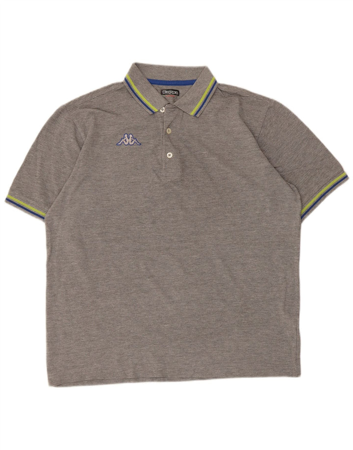 Kappa Herren-Poloshirt, groß, grau gefleckte Baumwolle