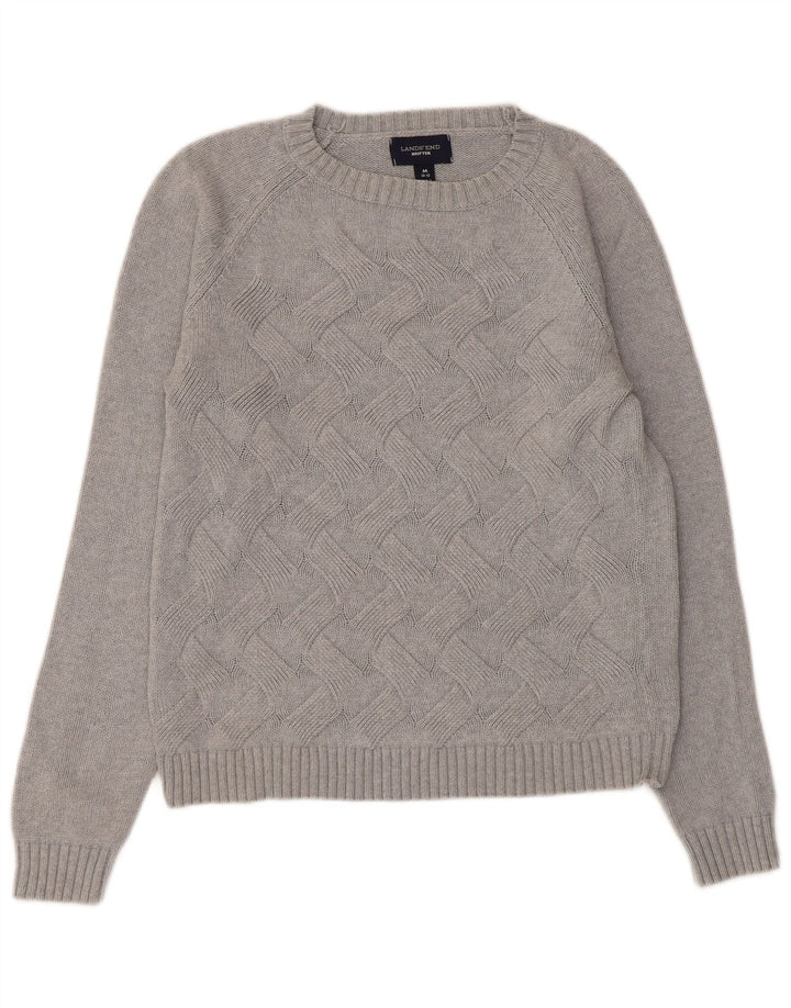 Lands End Damen Drifter U-Boot-Ausschnitt Pullover Pullover UK 10/12 Mittelgrau