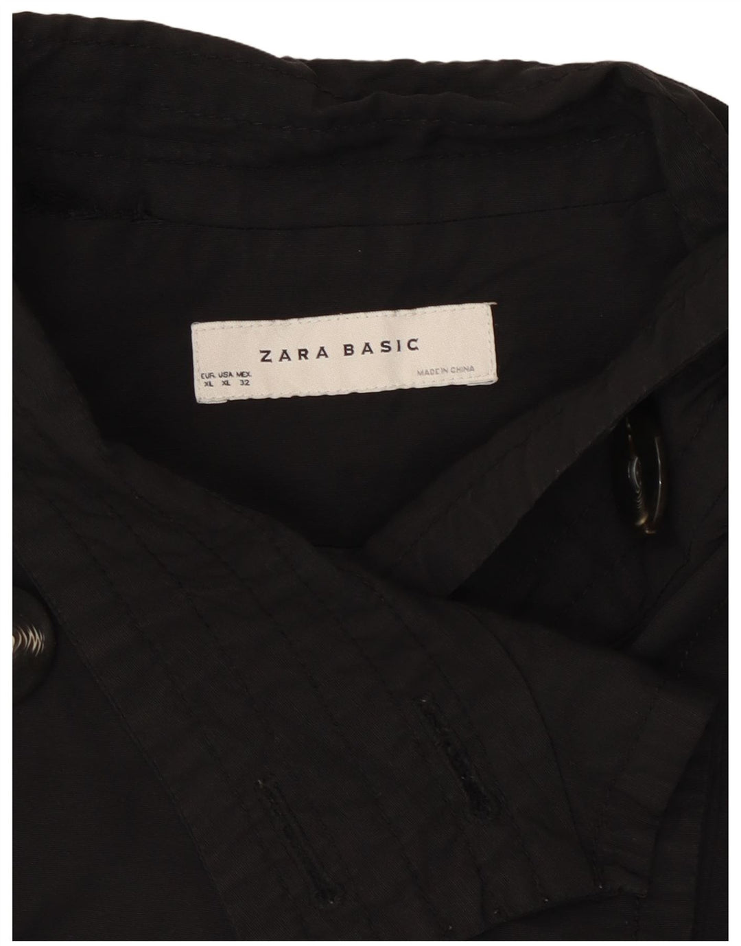 Zara Damen Kurzer Pea Coat UK 18 XL Schwarz Baumwolle