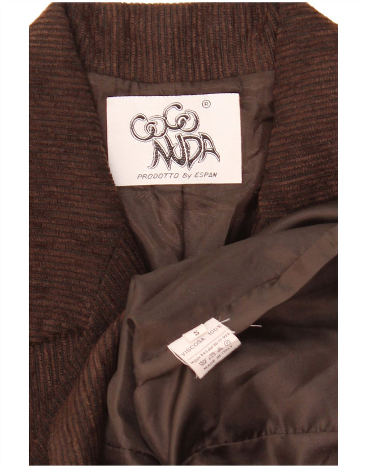 Coconuda Damen Longline Cord 3-Knopf-Blazerjacke UK 10 Small Braun