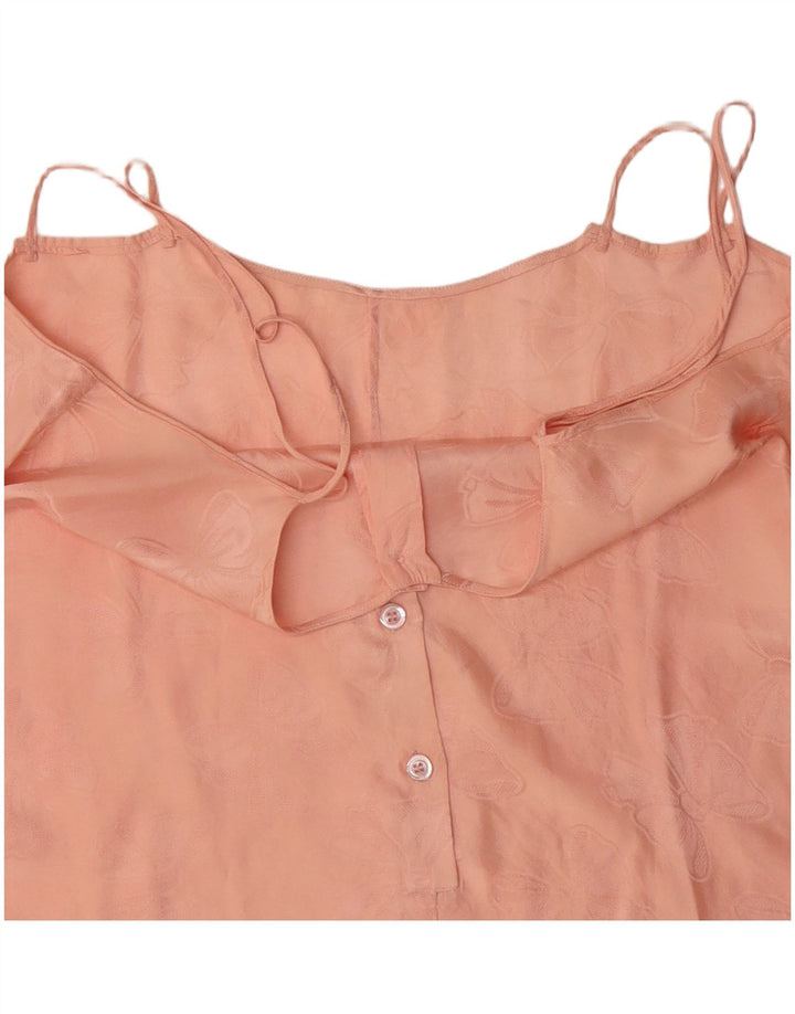 Vintage Damen Cami Top UK 16 Großes rosa Blumenmuster