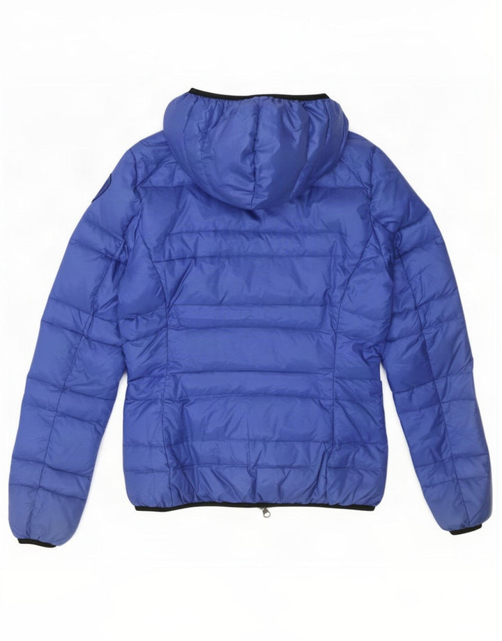 Blauer wattierte Damenjacke mit Kapuze, UK 10, Größe S, blau, Polyamid