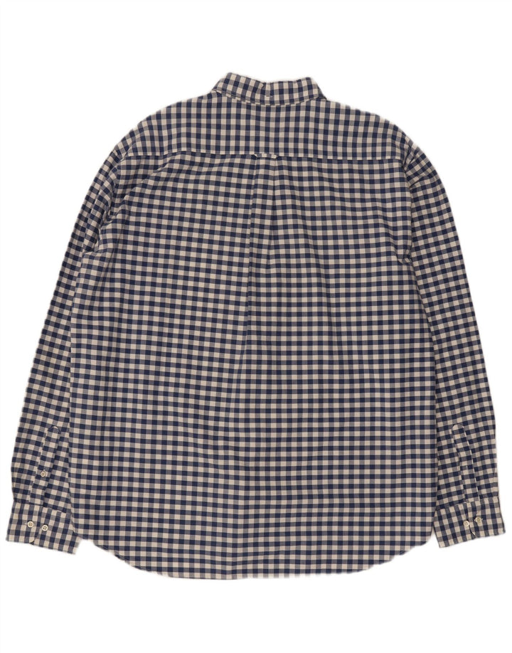Gant Herren-Hemd mit normaler Passform, 3XL, blaues Gingham-Baumwolle