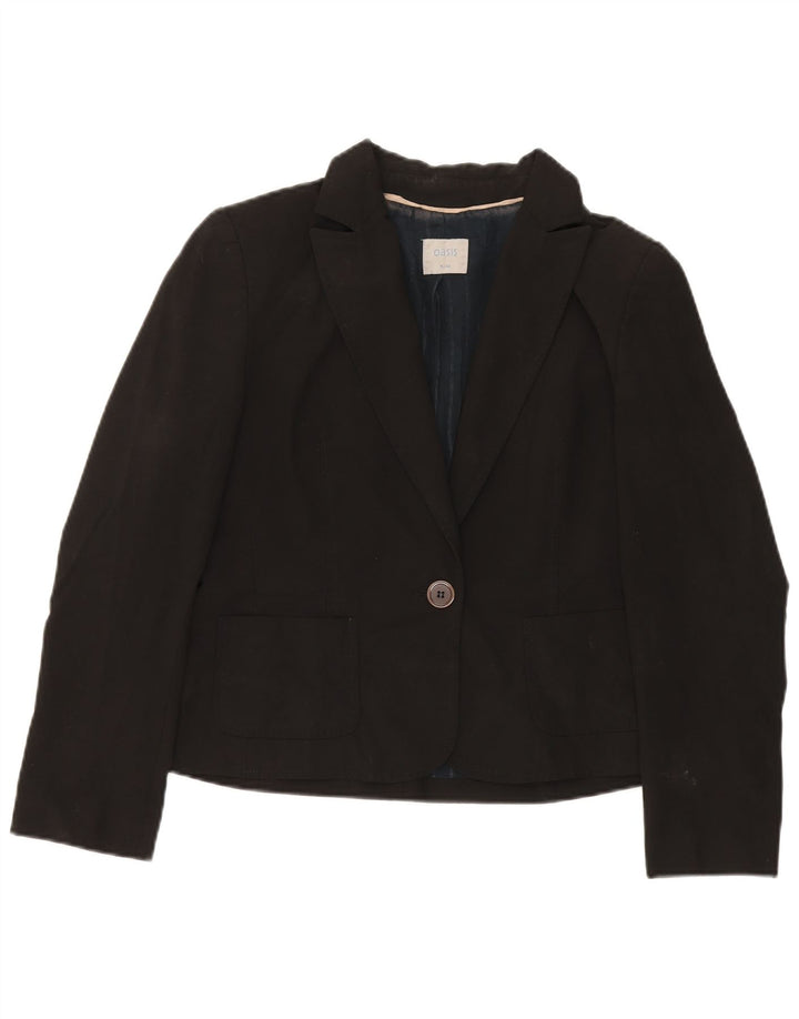 Oasis Damen-Blazerjacke mit 1 Knopf, UK 16, Größe L, Schwarz, Polyester