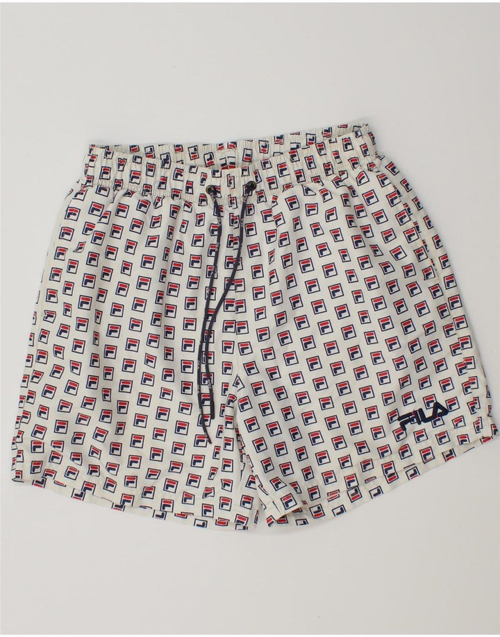 FILA Herren Badeshorts mit Grafik, Größe S, Weiß, Polyester