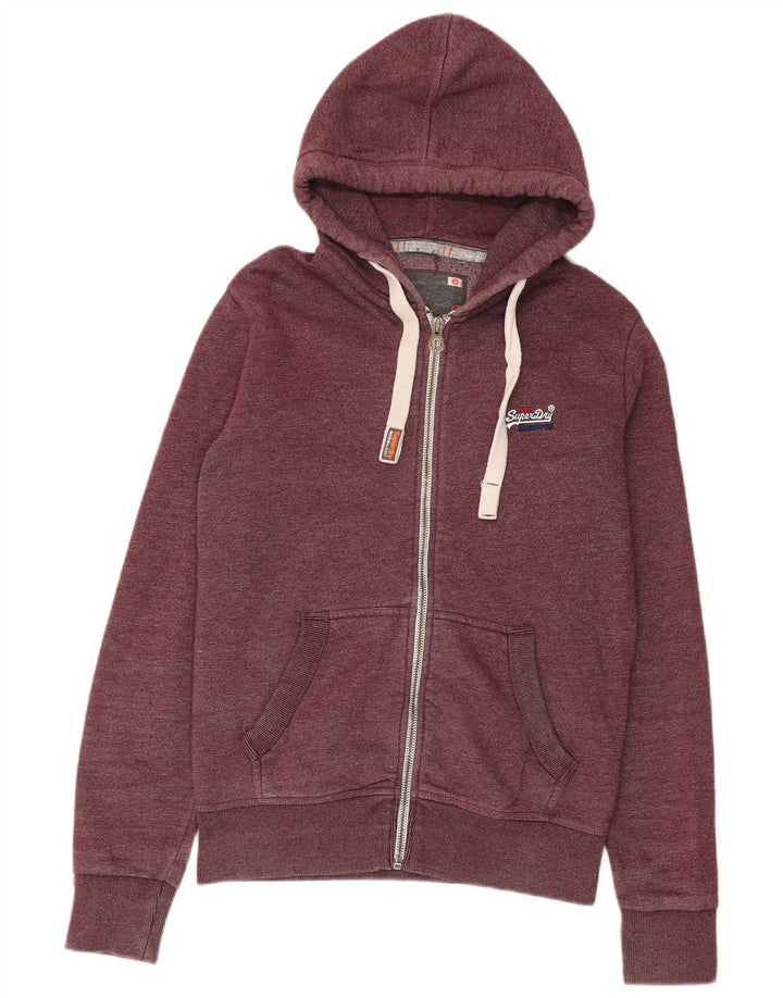 Superdry Herren-Kapuzenpullover mit Reißverschluss, mittlere kastanienbraune gefleckte Baumwolle