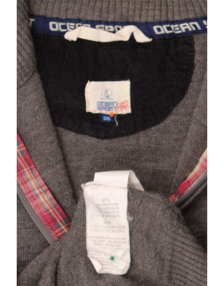 Vintage Herren Cardigan Pullover 5XL Grau Merinowolle