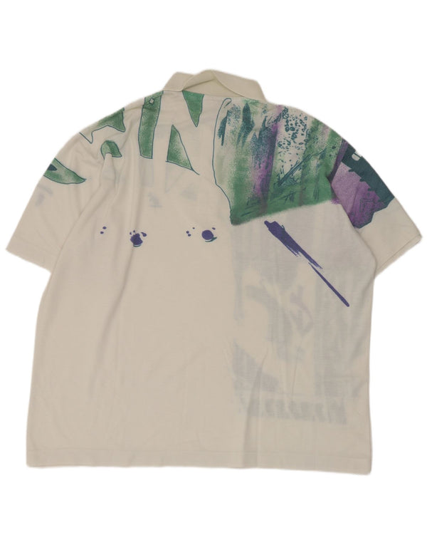 AUSTRALIAN L'ALPINA Mens Graphic Polo Shirt IT 48 Medium White Geometric