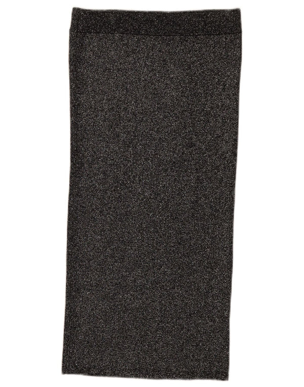 Oasis Damen-Strickrock, gerade, Größe S, W26, schwarz gefleckte Viskose