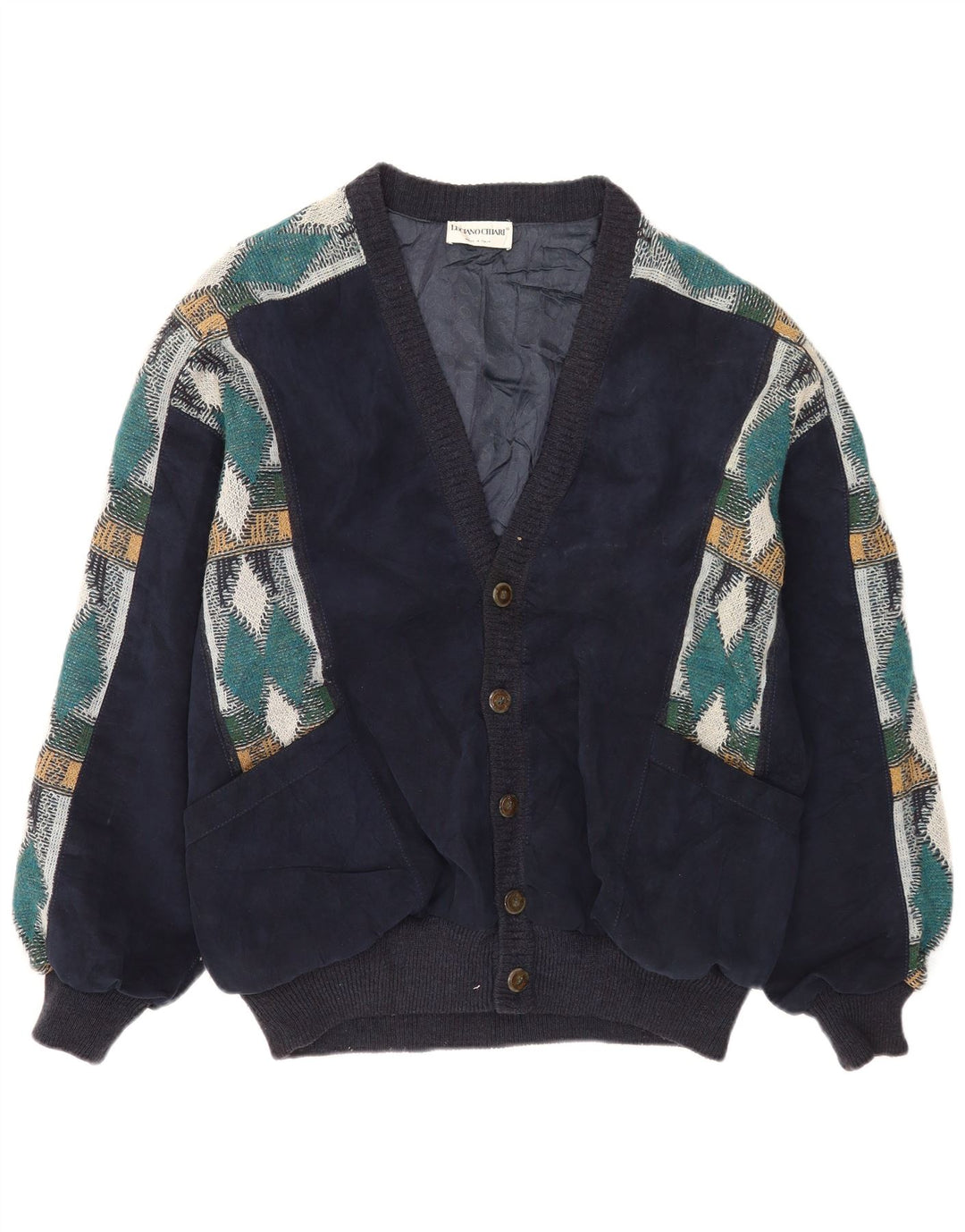 Luciano Chiari Herren Bomberjacke UK 40 Large Marineblau Argyle/Diamant