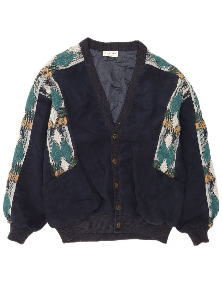 Luciano Chiari Herren Bomberjacke UK 40 Large Marineblau Argyle/Diamant
