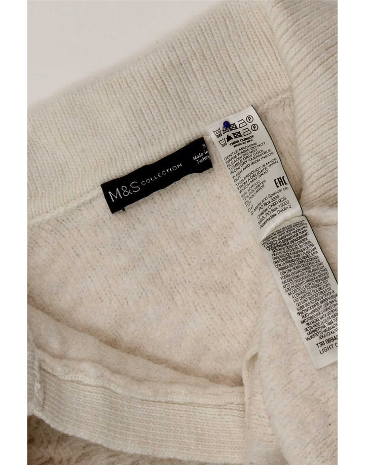 Marks & Spencer Damen-Pullover mit Polokragen, Gr. 10, Größe S, gebrochenes Weiß