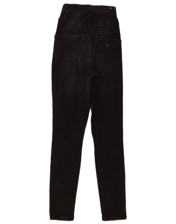Guess Damen Bonny Distressed Skinny Jeans W25 L27 Schwarze Baumwolle