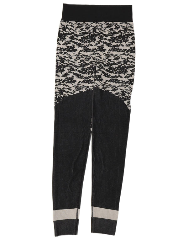 Adidas Damen Stella McCartney Leggings UK 8 Small Graues Blumenmuster Polyester