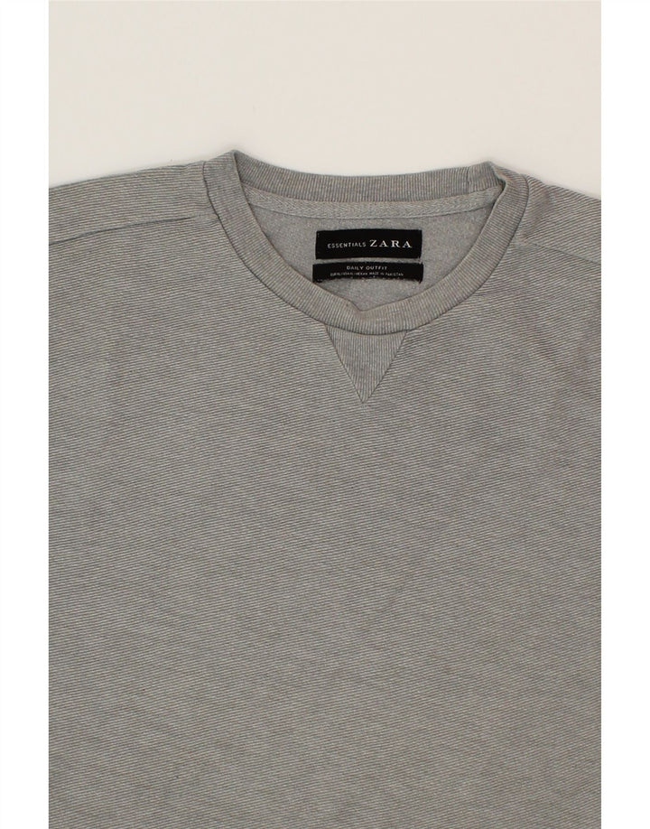 ZARA Mens Sweatshirt Jumper XL Grey Vintage Zara and Second-Hand Zara from Messina Hembry 