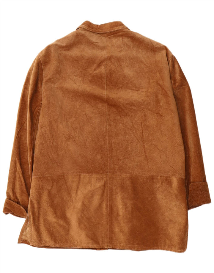 KIROS Womens Suede Overcoat IT 48 XL Beige Leather