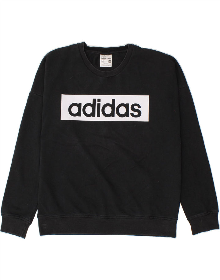 ADIDAS Womens Climalite Graphic Sweatshirt Jumper UK 12-14 Medium Black | Vintage Adidas | Thrift | Second-Hand Adidas | Used Clothing | Messina Hembry 