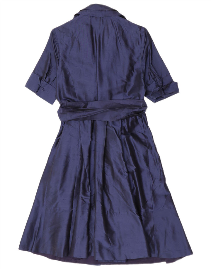 Coast Damen Wickelkleid UK 12 Medium Marineblaue Seide