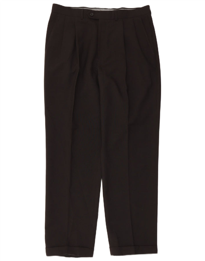 MARKS & SPENCER Herren-Anzughose mit Pegged-Anzug, W34, L31, schwarzes Polyester