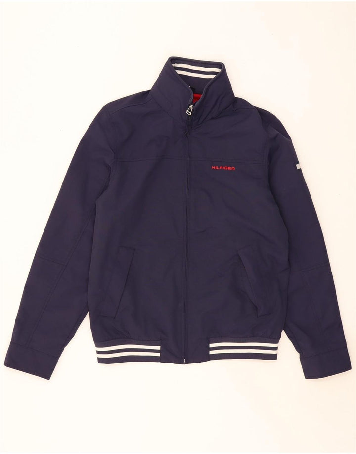 TOMMY HILFIGER Herren-Bomberjacke mit grafischer Kapuze, Größe 36, Marineblau