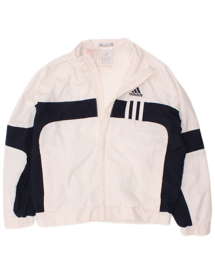Adidas Jungen-Trainingsanzug-Top-Jacke, 7–8 Jahre, weißes Colourblock-Polyester