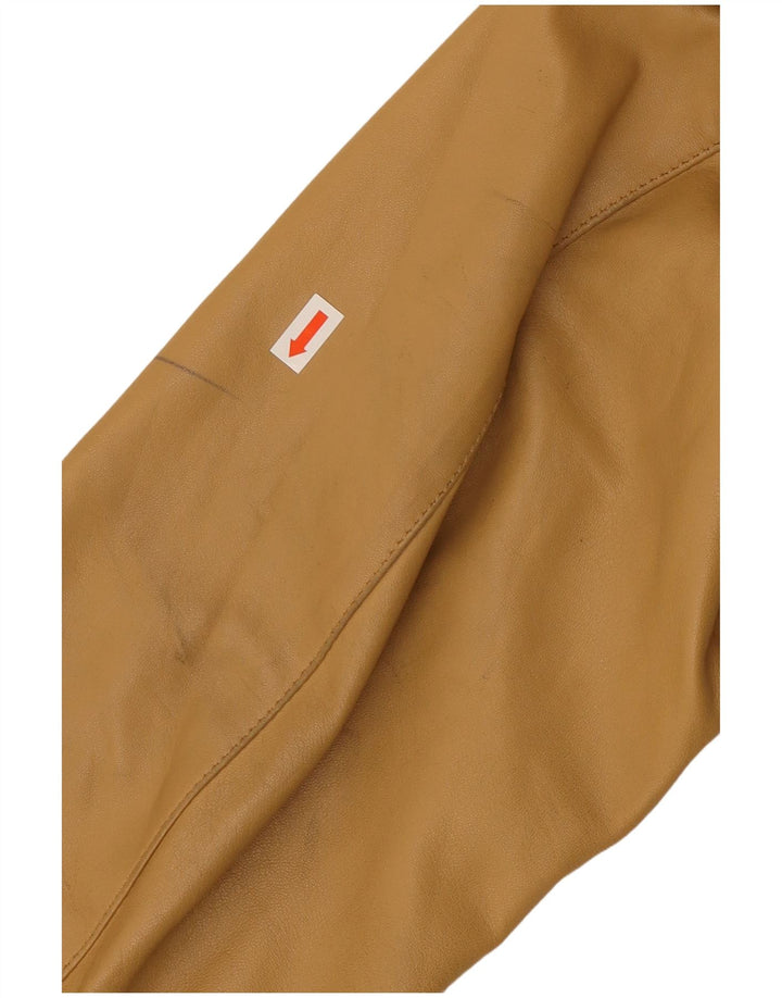 VINTAGE Damen Lederjacke IT 52 2XL Beige Leder