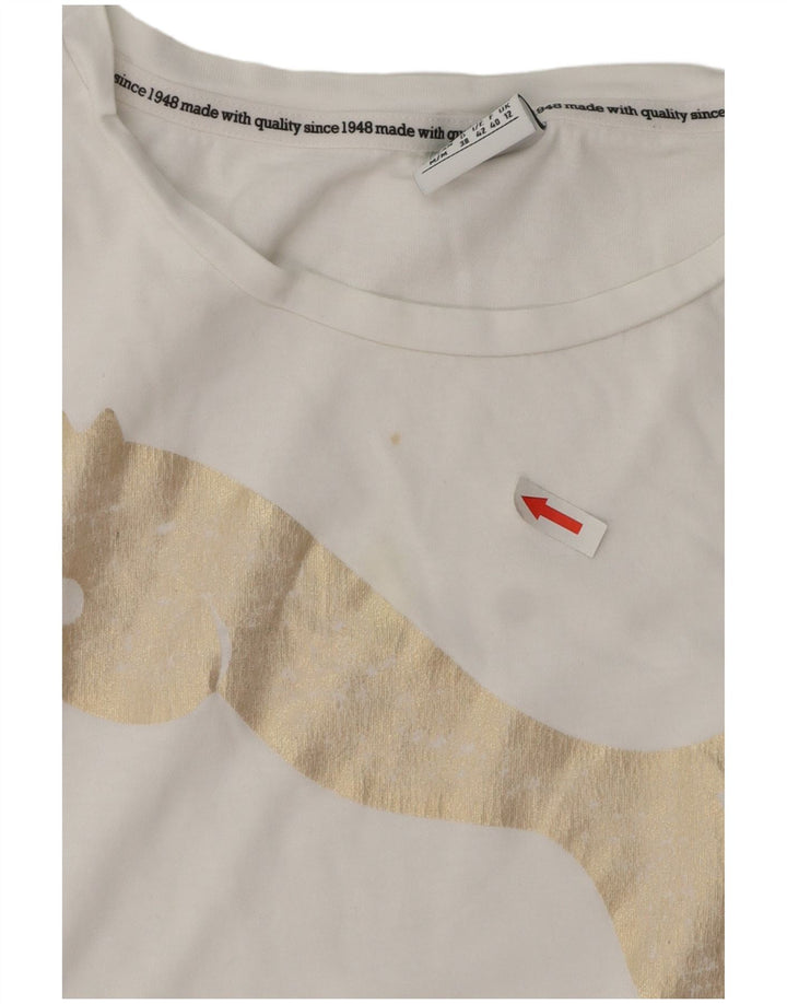 PUMA Damen Graphic T-Shirt Top UK 12 Medium Weiß