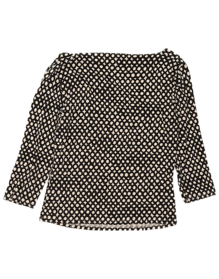 Max Mara Womens Weekend Top 3/4 Ärmel UK 14 Large Schwarze geometrische Viskose