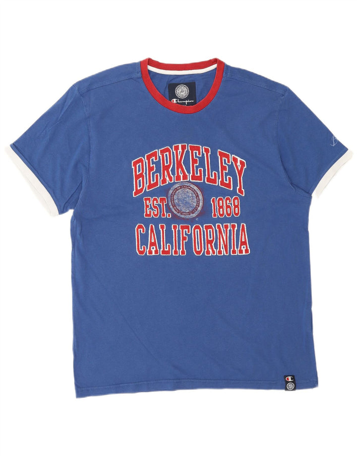 CHAMPION Mens Graphic T-Shirt Top XL Blue Cotton