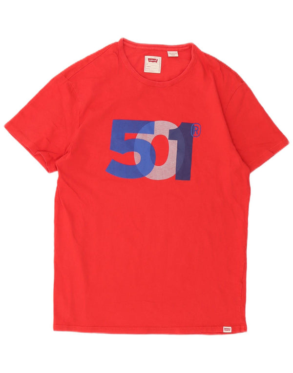 Levi's Herren 501 Standard Fit Graphic T-Shirt Top Small Rot Baumwolle