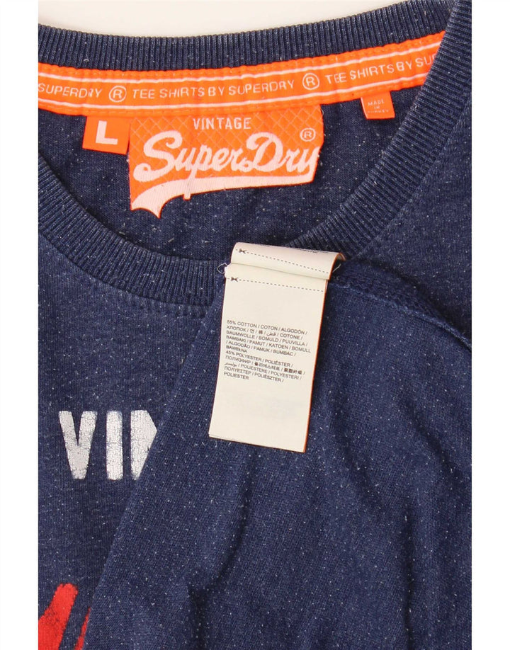 Superdry Herren-T-Shirt mit Grafik, Größe L, aus blauer Baumwolle