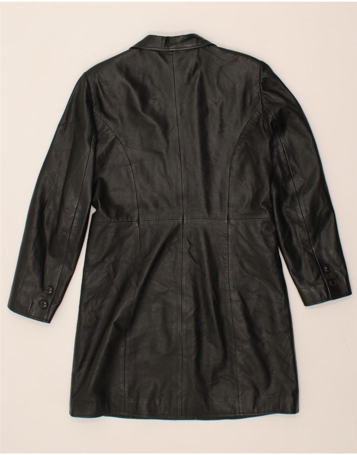 VINTAGE Womens Leather Coat UK 12 Medium Black Leather Vintage Vintage and Second-Hand Vintage from Messina Hembry 
