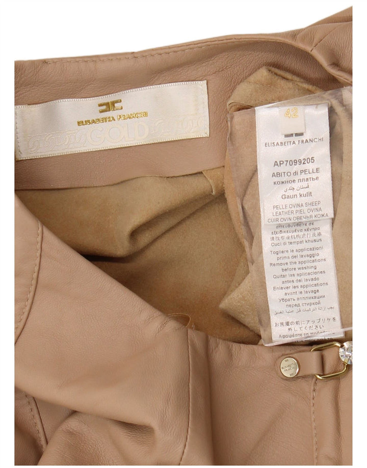 ELISABETTA FRANCHI Damen Lederkleid IT 42 Mittelbeiges Leder