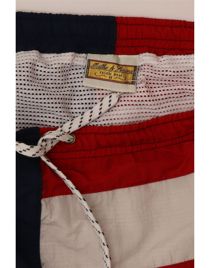 Vintage Herren-Badeshorts mit Grafik, mittelgroß, mehrfarbig, Colourblock-Nylon