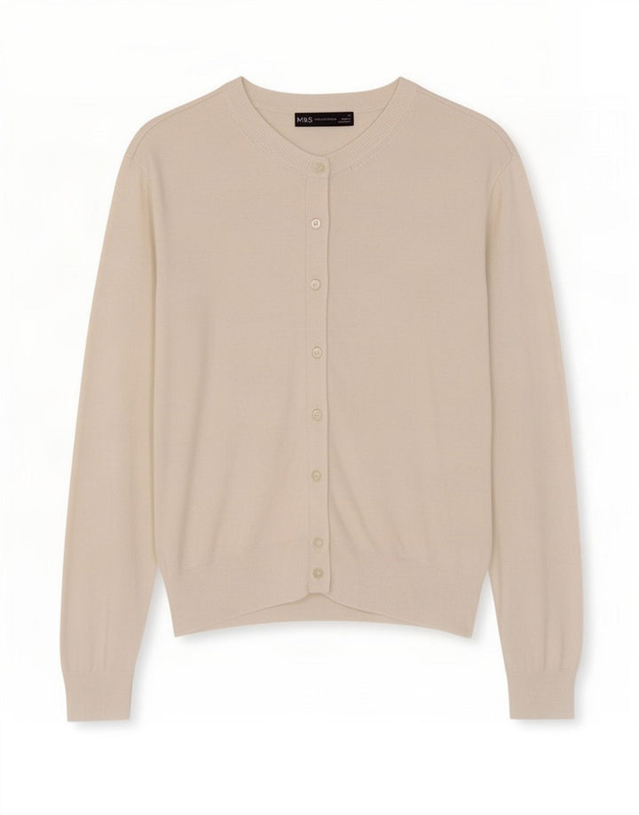 Marks & Spencer Damen-Cardigan-Pullover UK 12 Mittelweiße Viskose