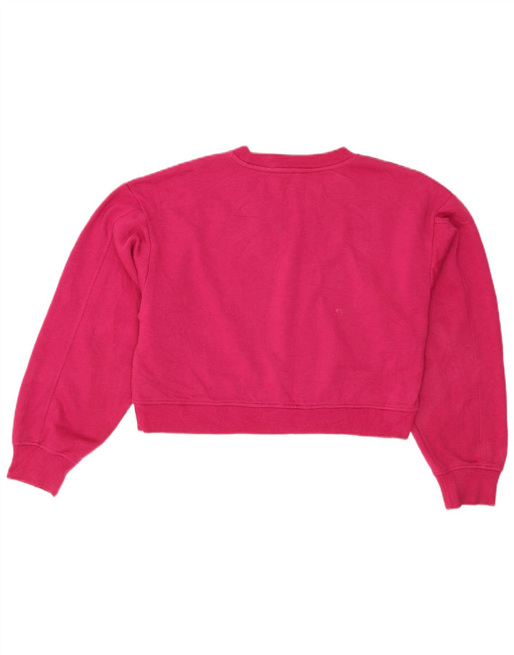 Zara Damen Crop Sweatshirt Pullover UK 14 Mittelrosa Baumwolle